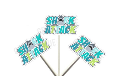 Shark Cupcake Toppers - Fish Cupcake Toppers - Under The Sea Cupcake Toppers, Item# 62521235P