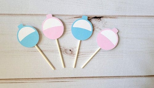 Gender Reveal Fishing Bobber Cupcake Toppers, Fishing Cupcake Toppers,  Fishing Birthday, Fishing Party, Fishing Baby Shower