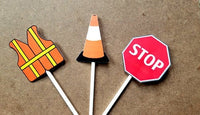 Construction Cupcake Toppers, Construction Party Cupcake Toppers, Construction Birthday, Construction Cone, Construction Vest, Stop Sign