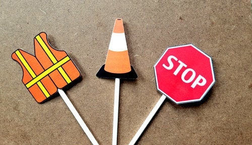 Construction Cupcake Toppers, Construction Party Cupcake Toppers, Construction Birthday, Construction Cone, Construction Vest, Stop Sign