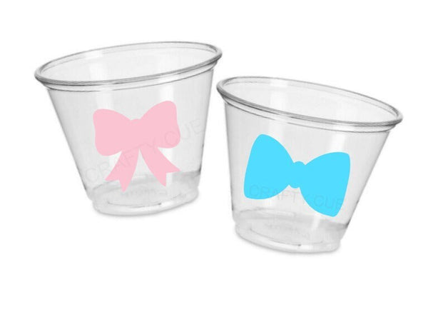 GENDER REVEAL Party Cups, Hair Bows Party Cups, Bow Ties Party Cups, Bows or Bowties Party, Pink Hair Bows, Blue Bow Ties, Gender Reveal