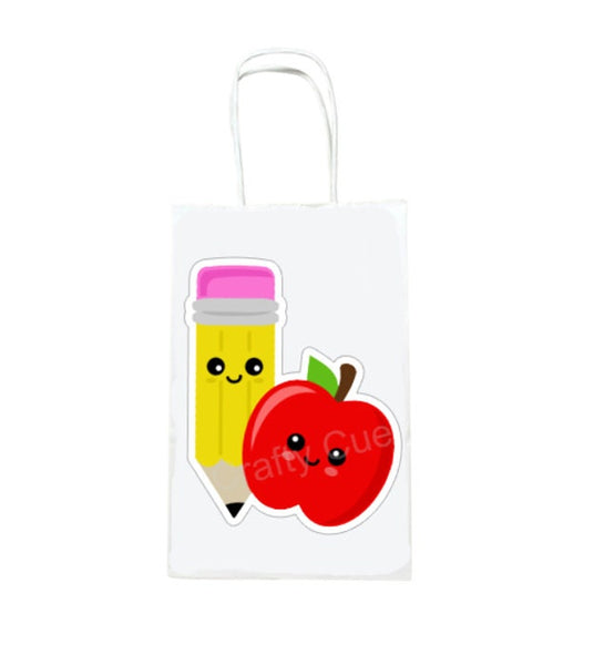 Pencil and Apple Goody Bag, Apple Favor Bag, Apple Goodie Bag, Back to School Party Bags, Apple Party Bags, Apple Gift Bags
