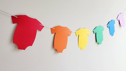 Rainbow Onesie Garland, Rainbow Baby Shower Banner, Rainbow Nursery Decoration, Photo Prop