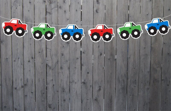 Monster Truck Garland, Monster Truck Banner, Monster Truck Party Banner, Monster Truck Party Decorations, Monster Truck Party Sign