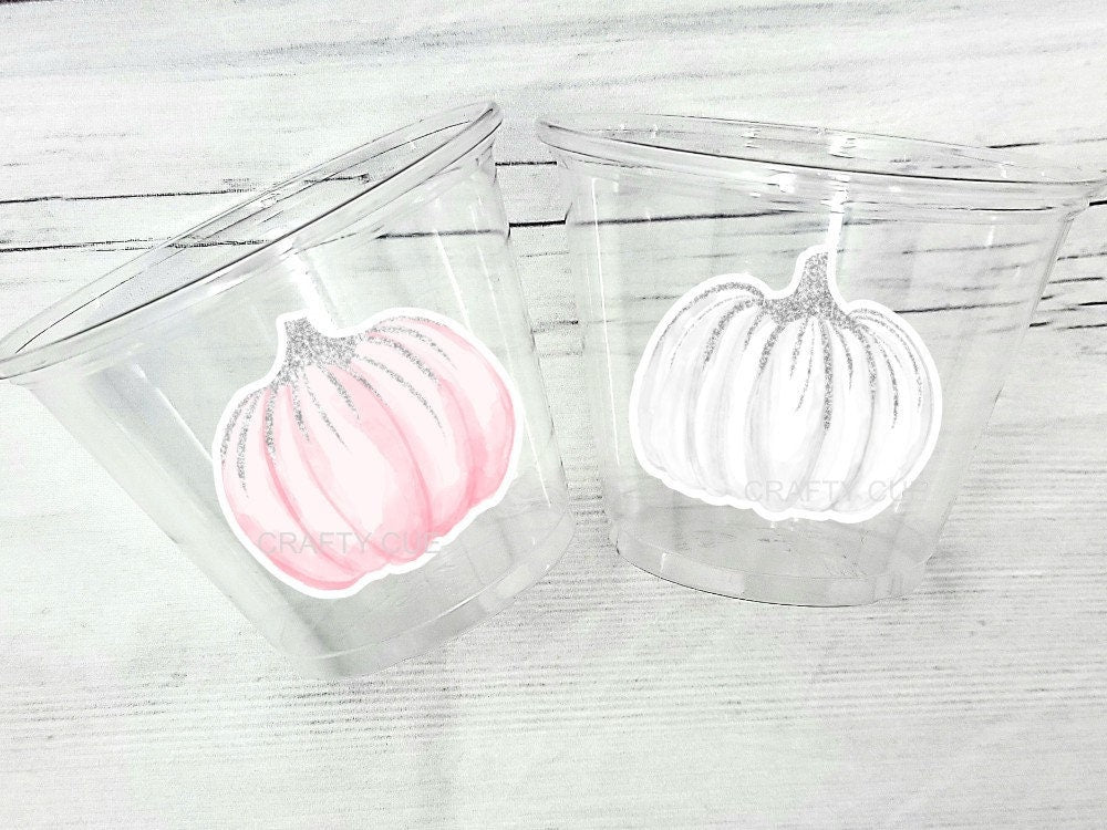 PUMPKIN PARTY CUPS - Pink Little Pumpkin First Birthday Decoration Little Pumpkin Party Fall Baby Shower Fall Party Cups Thanksgiving Cups