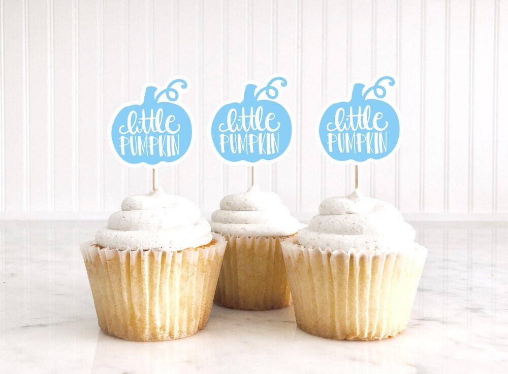 LITTLE PUMPKIN CUPCAKE Toppers - Pumpkin Cupcake Toppers Pumpkin Cake Toppers, Little Pumpkin Birthday, Pumpkin Party, Pink and Gold Pumpkin