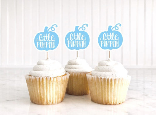 LITTLE PUMPKIN CUPCAKE Toppers - Pumpkin Cupcake Toppers Pumpkin Cake Toppers, Little Pumpkin Birthday, Pumpkin Party, Pink and Gold Pumpkin