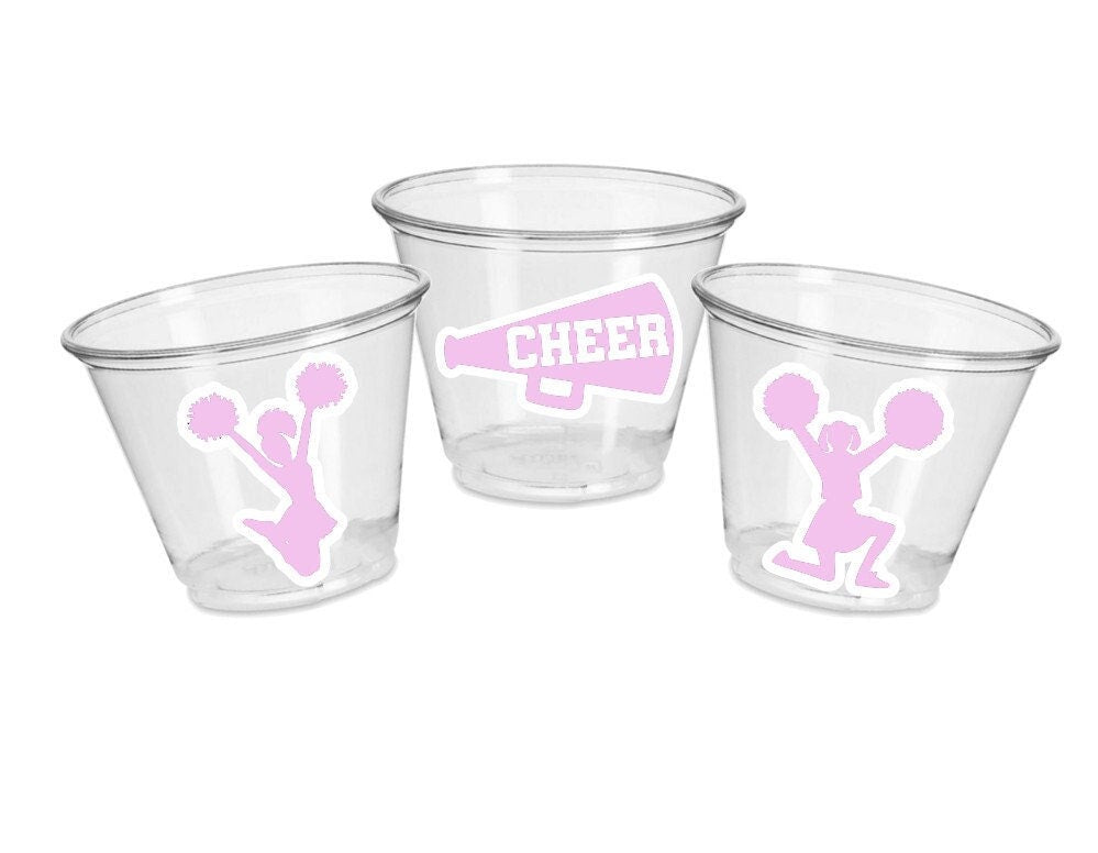 CHEERLEADING PARTY CUPS - Cheer Party Cups Cheerleader Party Cups Cheer Birthday Party Cheer Party Favors Cheer Baby Shower Cups Cheer Squad