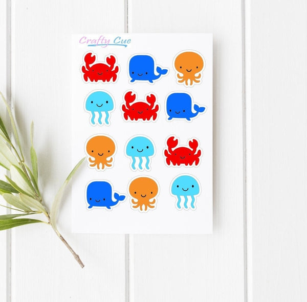 UNDER THE SEA Stickers - Under the Sea Party Stickers Under the Sea Birthday Stickers Under the Sea Party Favors Sea Animal Stickers