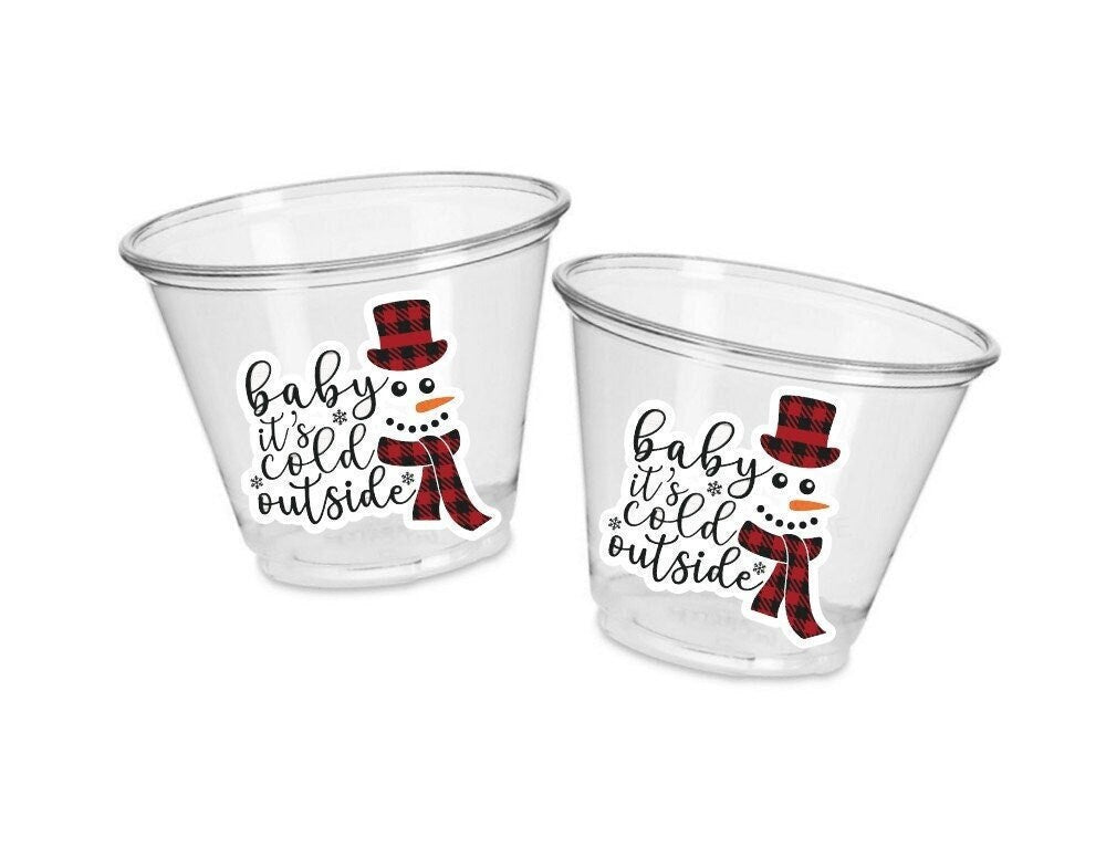 WINTER PARTY CUPS - Baby It's Cold Outside Cups Snowman Cups Winter Party Favor Cups Winter Baby Shower Decorations Baby Sprinkle Cups
