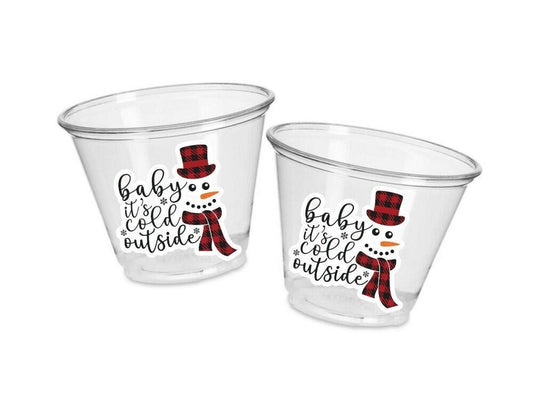 WINTER PARTY CUPS - Baby It's Cold Outside Cups Snowman Cups Winter Party Favor Cups Winter Baby Shower Decorations Baby Sprinkle Cups