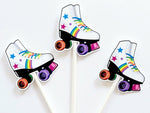 Roller Skate Cupcake Toppers - 80's party, 80's birthday party, Black Yellow and Pink Roller Skate Cupcake Toppers