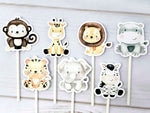 Set of 12 - SAFARI ANIMAL CUPCAKE Toppers - Jungle Animal Cupcake Toppers - Zoo Animal Cupcake Toppers - Safari Animal Cupcake Toppers
