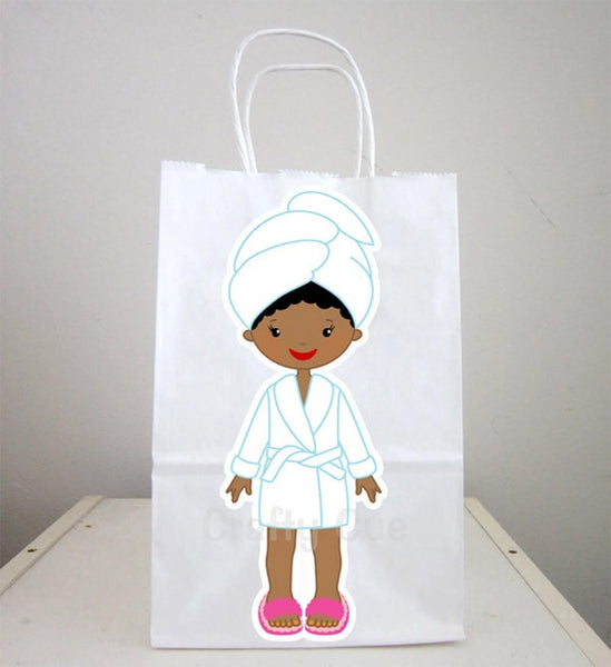 Spa Party, Spa Goody Bags, Spa Favor Bags, Spa Party Bags, Spa Birthday Party, Spa Favors, Pedicure Goody Bags, African American (6317154B)