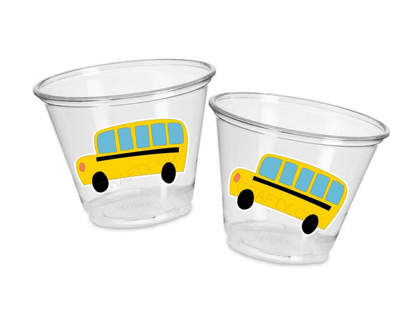 School Bus Party Cups, School Bus Treat Cups, School Bus Birthday, School Bus Party, School Bus Party Favors, Bus Snack Cups, Back To School
