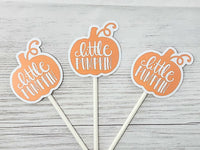 LITTLE PUMPKIN CUPCAKE Toppers - Pumpkin Cupcake Toppers Pumpkin Cake Toppers, Little Pumpkin Birthday, Pumpkin Party, Pink and Gold Pumpkin