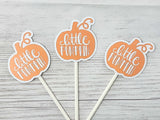 LITTLE PUMPKIN CUPCAKE Toppers - Pumpkin Cupcake Toppers Pumpkin Cake Toppers, Little Pumpkin Birthday, Pumpkin Party, Pink and Gold Pumpkin