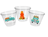FALL PARTY CUPS - Pumpkin Cups Little Pumpkin Truck First Birthday Decoration Little Pumpkin Party Decorations Fall Baby Shower Blue