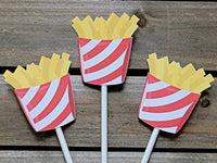 French Fries Cupcake Toppers, French Fries Party Cupcake Toppers, Fast Food Cupcake Toppers