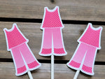 Pink Pajama Cupcake Toppers, Slumber Party Cupcake Toppers - Sleepover Cupcake Toppers - Pajama Party Cupcake Toppers