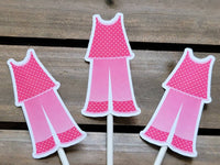 Pink Pajama Cupcake Toppers, Slumber Party Cupcake Toppers - Sleepover Cupcake Toppers - Pajama Party Cupcake Toppers