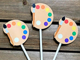 Paint Party Cupcake Toppers, Art Party Cupcake Toppers, Painting Cupcake Toppers, Paintbrush Cupcake Toppers