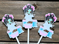 Spa Cupcake Toppers - Spa Birthday Cupcake Toppers - Spa Party Cupcake Toppers - African American Spa Girl 12520243A