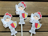 Knight Cupcake Toppers, Knight Cupcake Picks, Knight Birthday Party, Castle Party - 31220854A