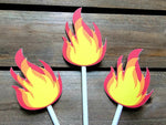 Fire Cupcake Toppers, Flame Cupcake Toppers, Firetruck Cupcake Toppers, Fireman Cupcake Toppers 71519520P