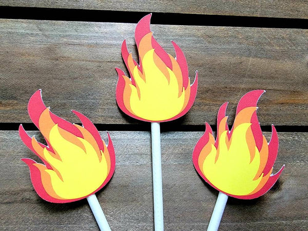 Fire Cupcake Toppers, Flame Cupcake Toppers, Firetruck Cupcake Toppers, Fireman Cupcake Toppers 71519520P