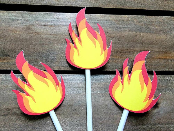 Fire Cupcake Toppers, Flame Cupcake Toppers, Firetruck Cupcake Toppers, Fireman Cupcake Toppers 71519520P