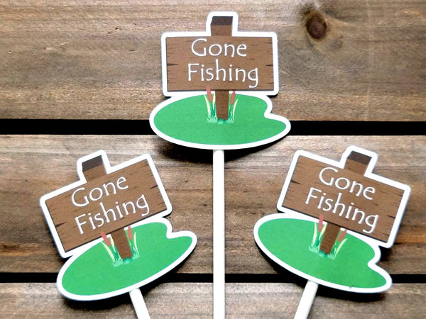 Gone Fishing Cupcake Toppers, Fish Party Cups, The BIG One, Fisherman Cupcake Toppers, Fishing Birthday, Fishing Party, Fishing Cake Toppers