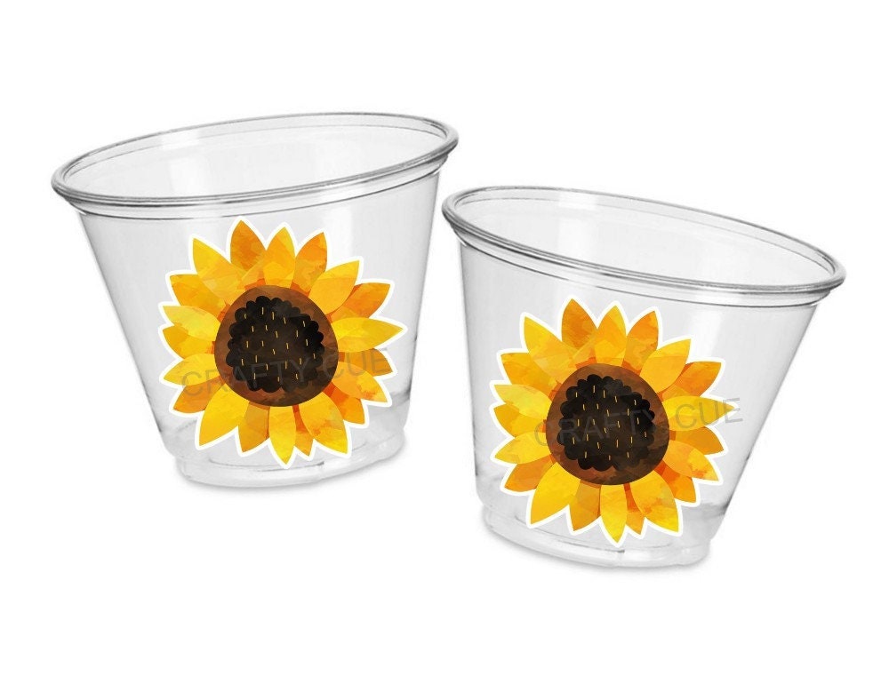 SUNFLOWER PARTY CUPS - Sunflower Cups Fall Birthday Decoration Sunflower Party Fall Baby Shower Fall Party Cups Thanksgiving Cups