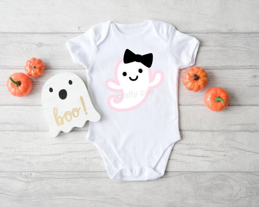 HALLOWEEN GHOST SHIRT - Pink Ghost Shirt Ghost One Piece Ghost Baby Shirt Halloween First Birthday Shirt Halloween Birthday Gift Girl Ghost