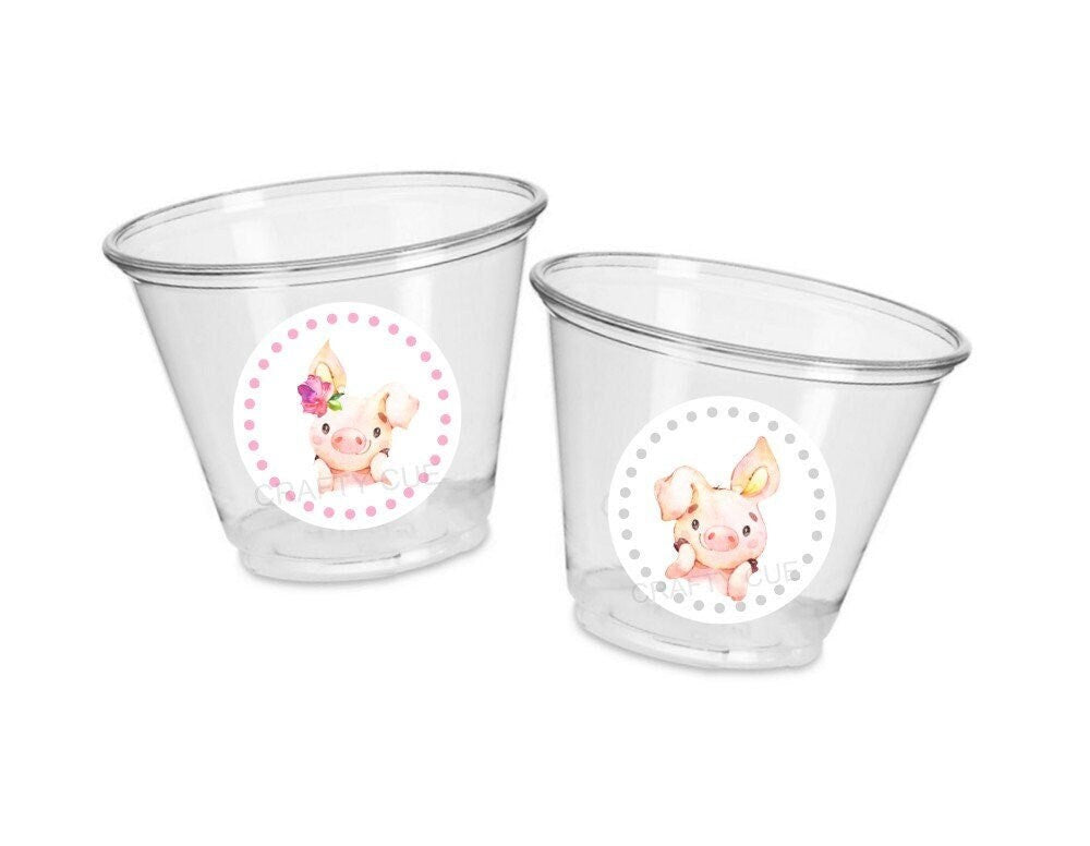 PIG PARTY CUPS- Pig Birthday Cups Pig Party Favors Farm Party Cups Pig Baby Shower Farm Birthday Pig Party Decorations Farm Party Little Ham