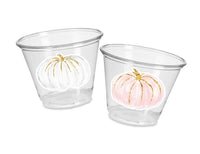 PINK PUMPKIN PARTY Cups - Pink Pumpkin Party Pink and Gold Pumpkin Cups Little Pumpkin Fall Baby Shower Pink Pumpkin Little Pumpkin Cups