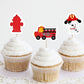 Firetruck Party Cupcake Toppers - Firetruck Birthday Firetruck Party Firetruck Decorations Firetruck Party Supplies Firetruck Cake Toppers