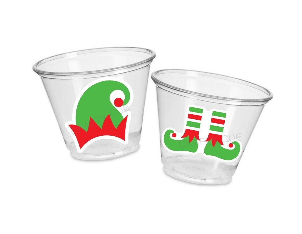 CHRISTMAS PARTY CUPS- Elf Party Cups Christmas Decorations Christmas Party Supplies Christmas Party Favors Christmas Gift Holiday Party Cups