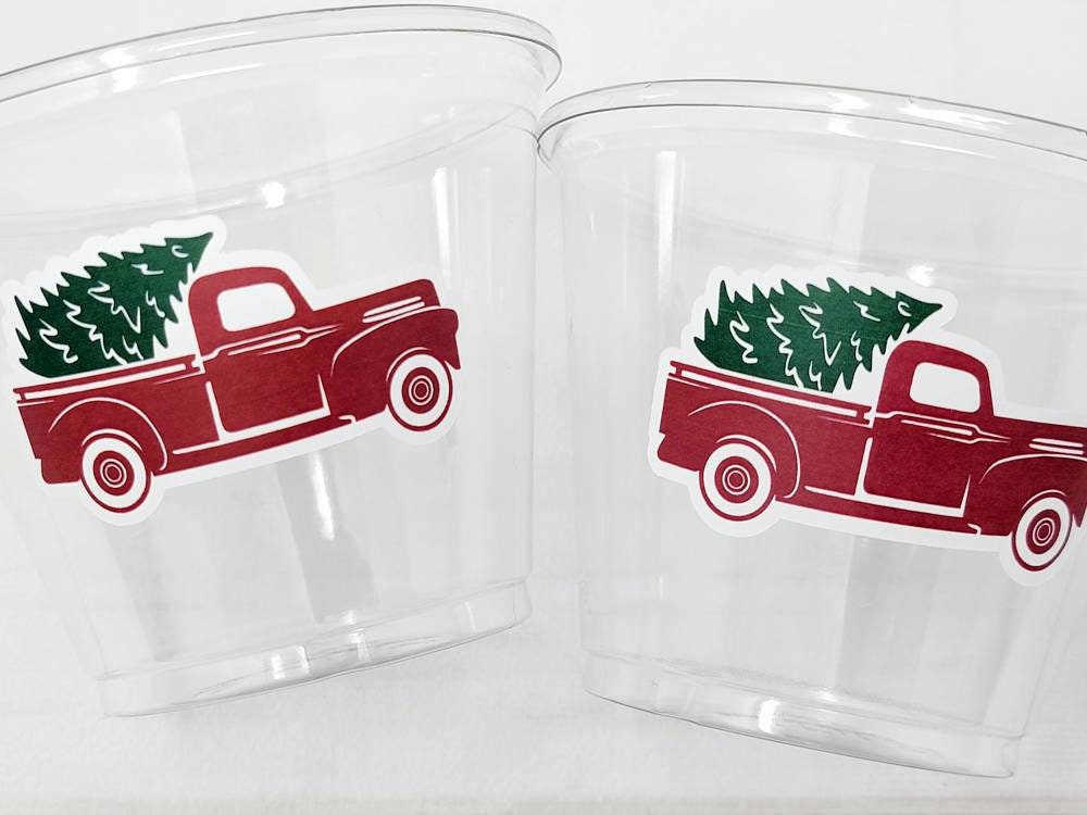 CHRISTMAS PARTY CUPS - Christmas Decorations Christmas Party Supplies Red Truck Cups Christmas Party Favors, Christmas Gifts Christmas Cups