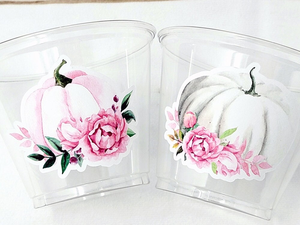 PINK PUMPKIN PARTY Cups -Pink Pumpkin Party Pink Pumpkin Cups Little Pumpkin Fall Baby Shower Pink Pumpkin Little Pumpkin Cups White Pumpkin