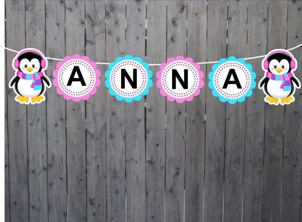 PENGUIN BANNER - Penguin Birthday Banner Penguin Party Banner Penguin Party Decorations Penguin Party Supplies Winter Wonderland Party