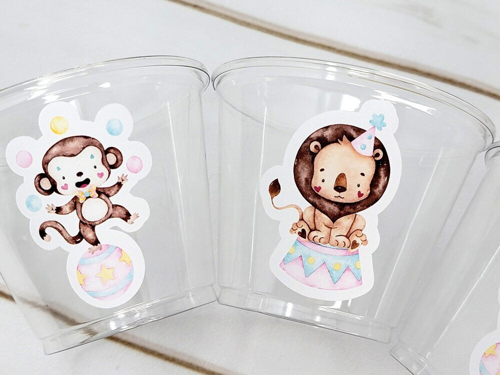 CIRCUS PARTY CUPS - Circus Birthday Cups Circus Party Favors Circus Party Cups Circus Baby Shower Circus Birthday Circus Party Decorations