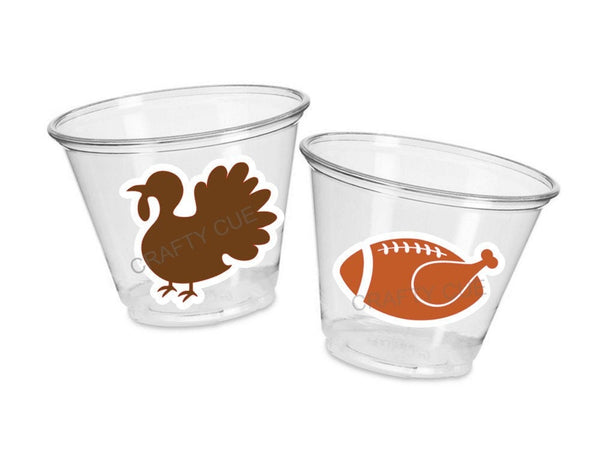 THANKSGIVING PARTY CUPS - Fall Party Cups Turkey Party Cups Little Turkey Turkey Cups Thanksgiving Cups Thanksgiving Football Turkey Cups