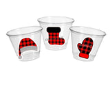 CHRISTMAS PARTY CUPS - Buffalo Plaid Party Cups Christmas Decorations Christmas Party Supplies Christmas Party Favors, Gifts Christmas Cups