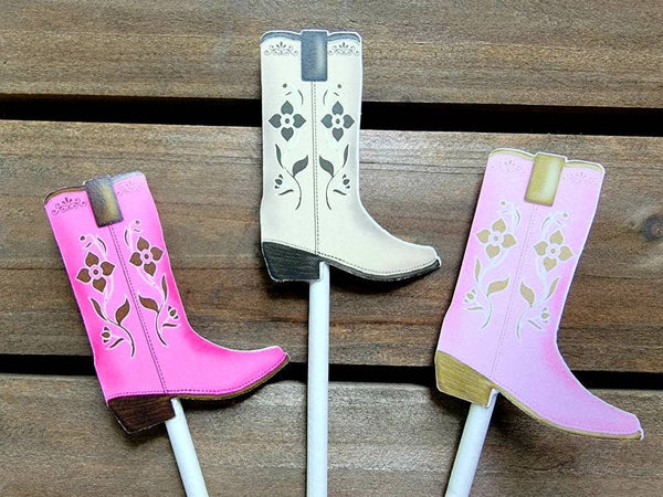 Cowgirl Boot Cupcake Toppers, Cowgirl Boot Party Decorations, Cowgirl Birthday Party