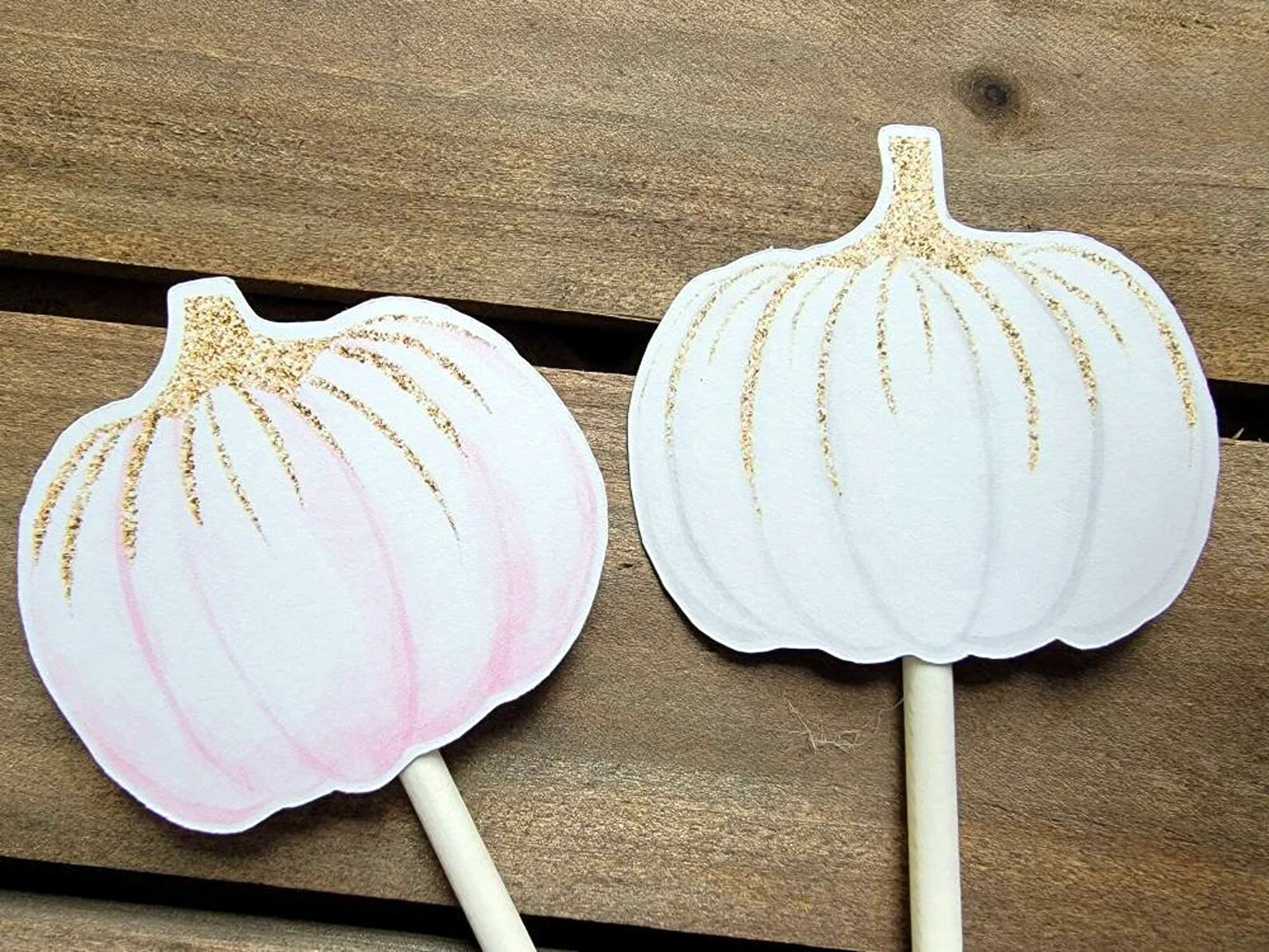LITTLE PUMPKIN CUPCAKE Toppers - Pumpkin Cupcake Toppers Pumpkin Cake Toppers, Little Pumpkin Birthday, Pumpkin Party, Pink and Gold Pumpkin