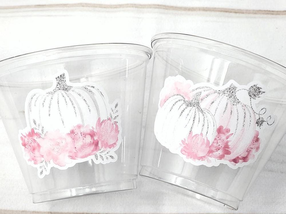 PUMPKIN PARTY CUPS - Pink Little Pumpkin First Birthday Decoration Little Pumpkin Party Fall Baby Shower Fall Party Cups Thanksgiving Cups