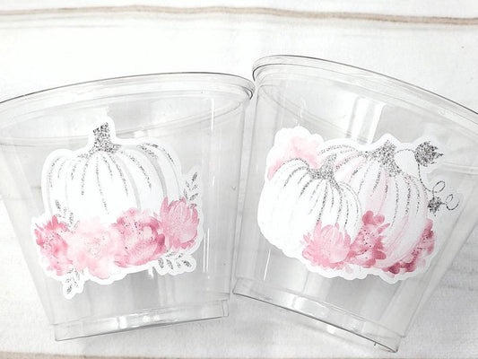 PUMPKIN PARTY CUPS - Pink Little Pumpkin First Birthday Decoration Little Pumpkin Party Fall Baby Shower Fall Party Cups Thanksgiving Cups