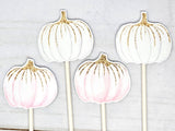 LITTLE PUMPKIN CUPCAKE Toppers - Pumpkin Cupcake Toppers Pumpkin Cake Toppers, Little Pumpkin Birthday, Pumpkin Party, Pink and Gold Pumpkin