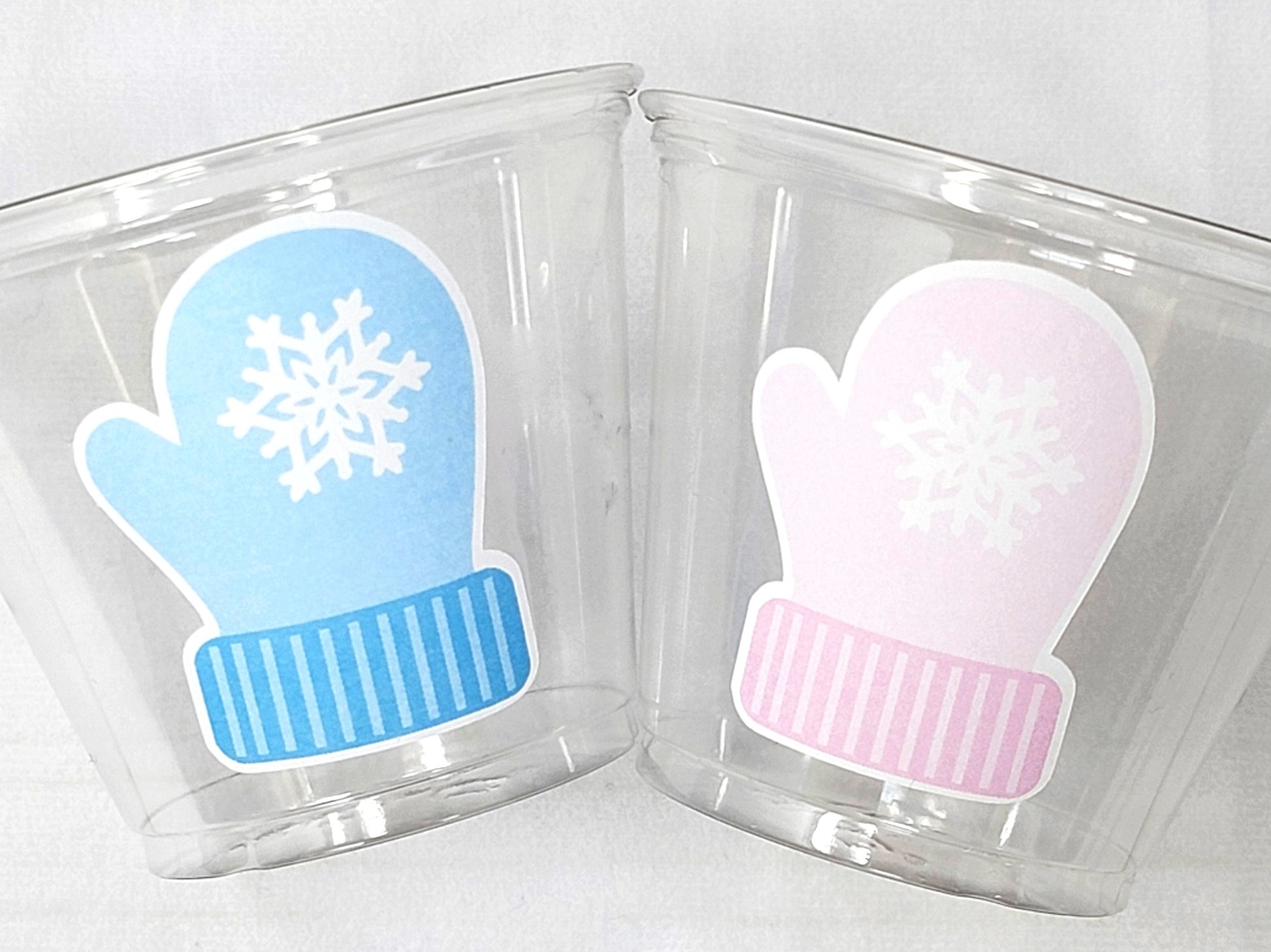 WINTER PARTY CUPS -  Mitten Cups Winter Party Favor Cups Winter Baby Shower Decorations Winter Baby Sprinkle Cups Mittens Snowflakes Cups